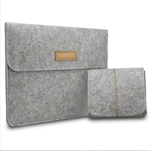 Slim 13-13.3 inch Laptop Sleeve Felt and PU Leather Bag with Accessory Pocket