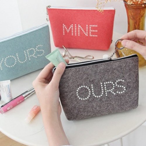 Fashion portable makeup cosmetic zipper Felt Bag for female