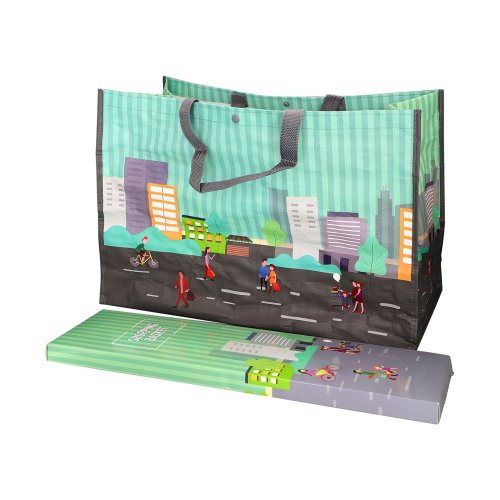 Fold CMYK printed PP woven bag with paper box