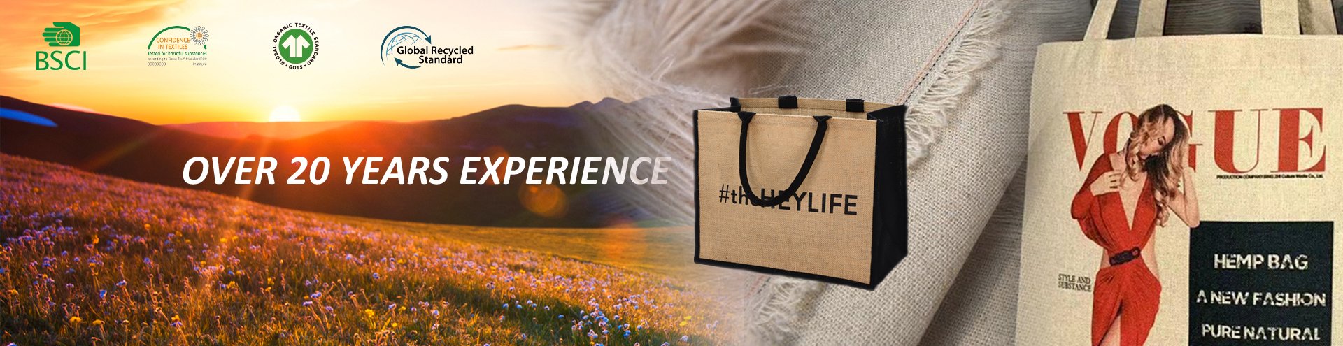 new jute hemp linen bag banner