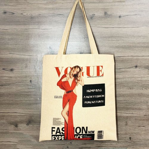 Organic biodegradable recyclable burlap hemp tote shopping bag