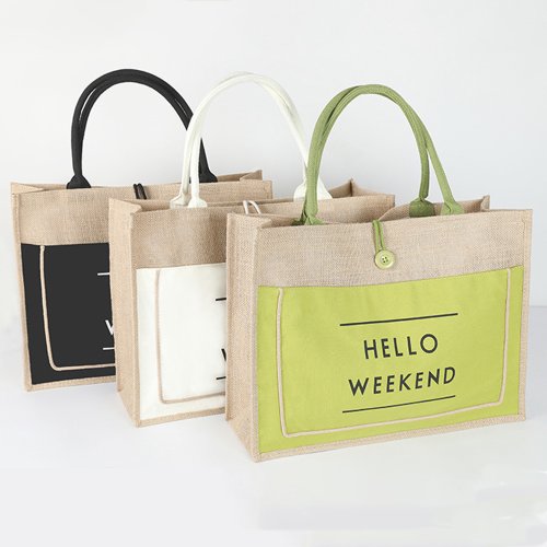 Hemp Bag Eco Recyclable Biodegradable Burlap Jute Linen Hemp Tote Grocery Beach Bag