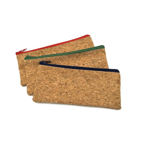 Wood cork zipper pouch bag