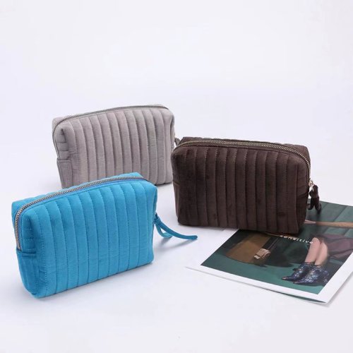 velvet quilted cosmetic bag