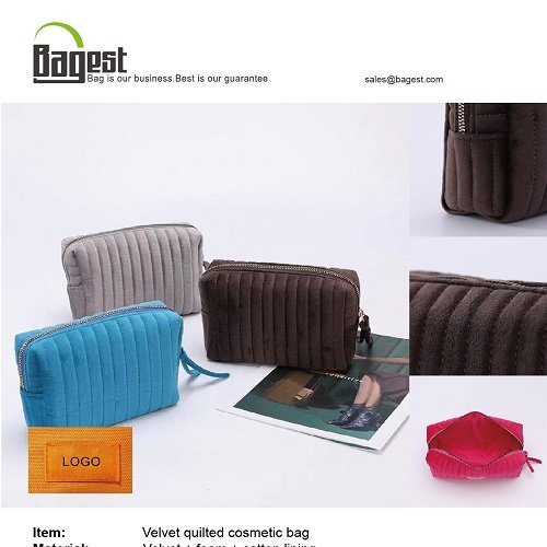 velvet quilted cosmetic bag