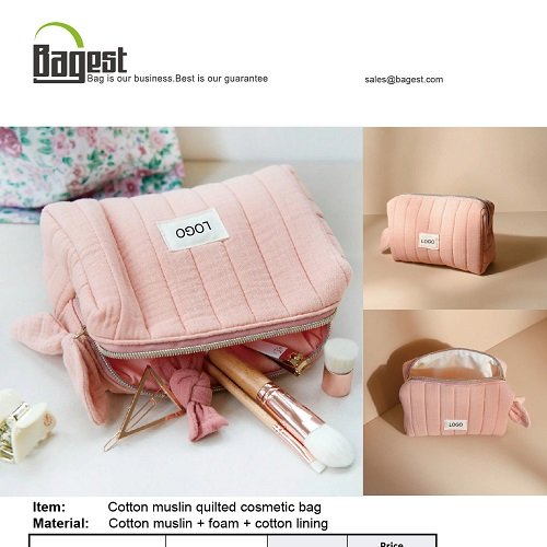 quilted cotton muslin cosmetic bag price china