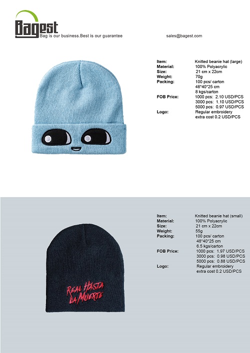 Beanie hat pricelist-01