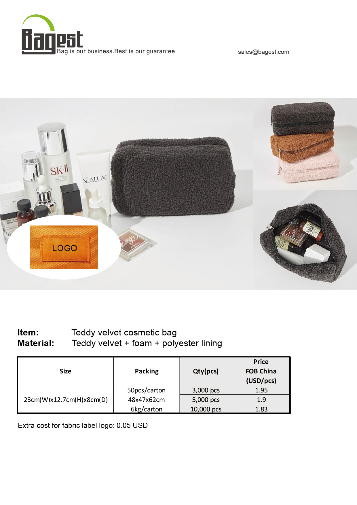 Teddy velvet cosmetic bag-01