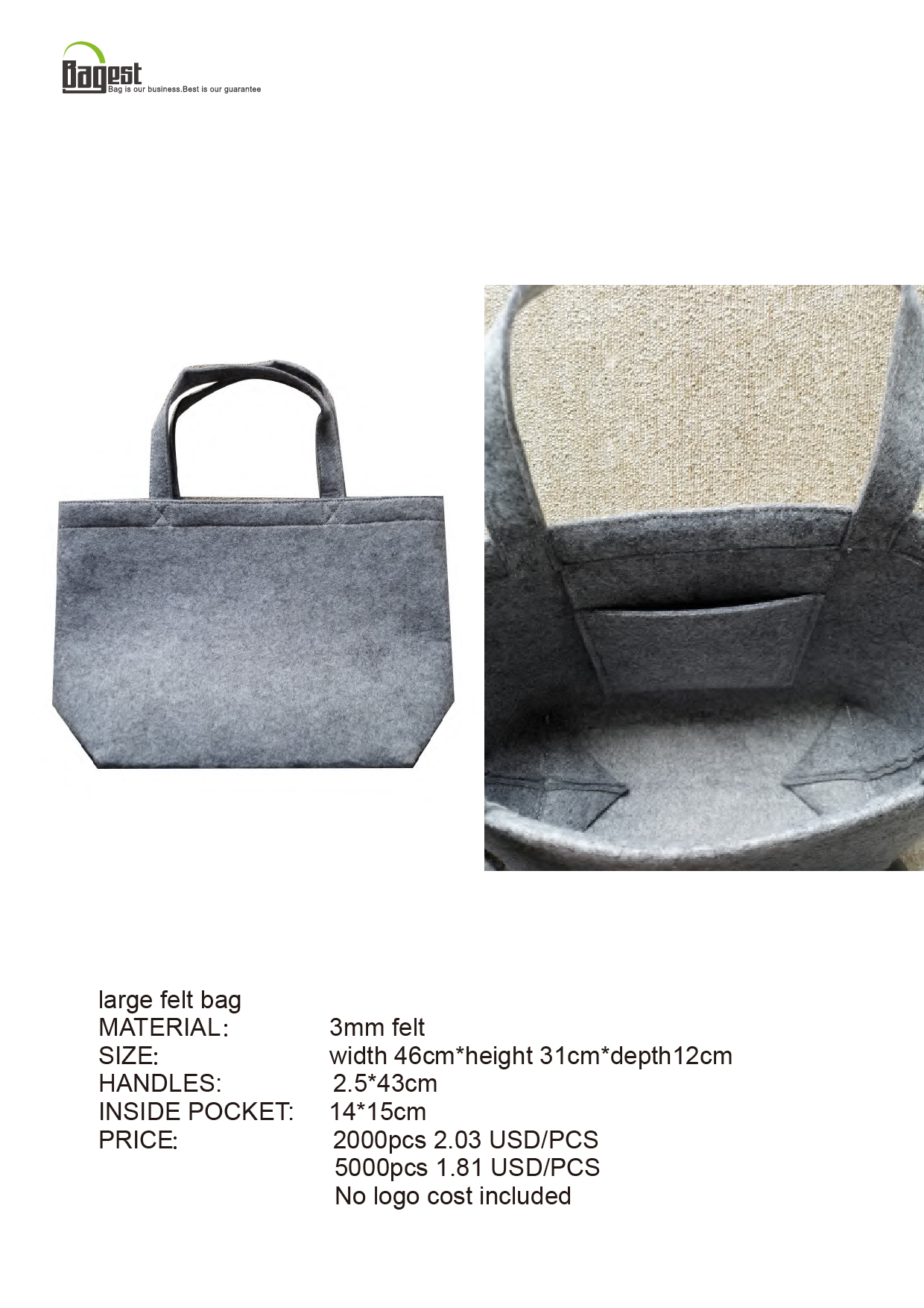 large felt bag price