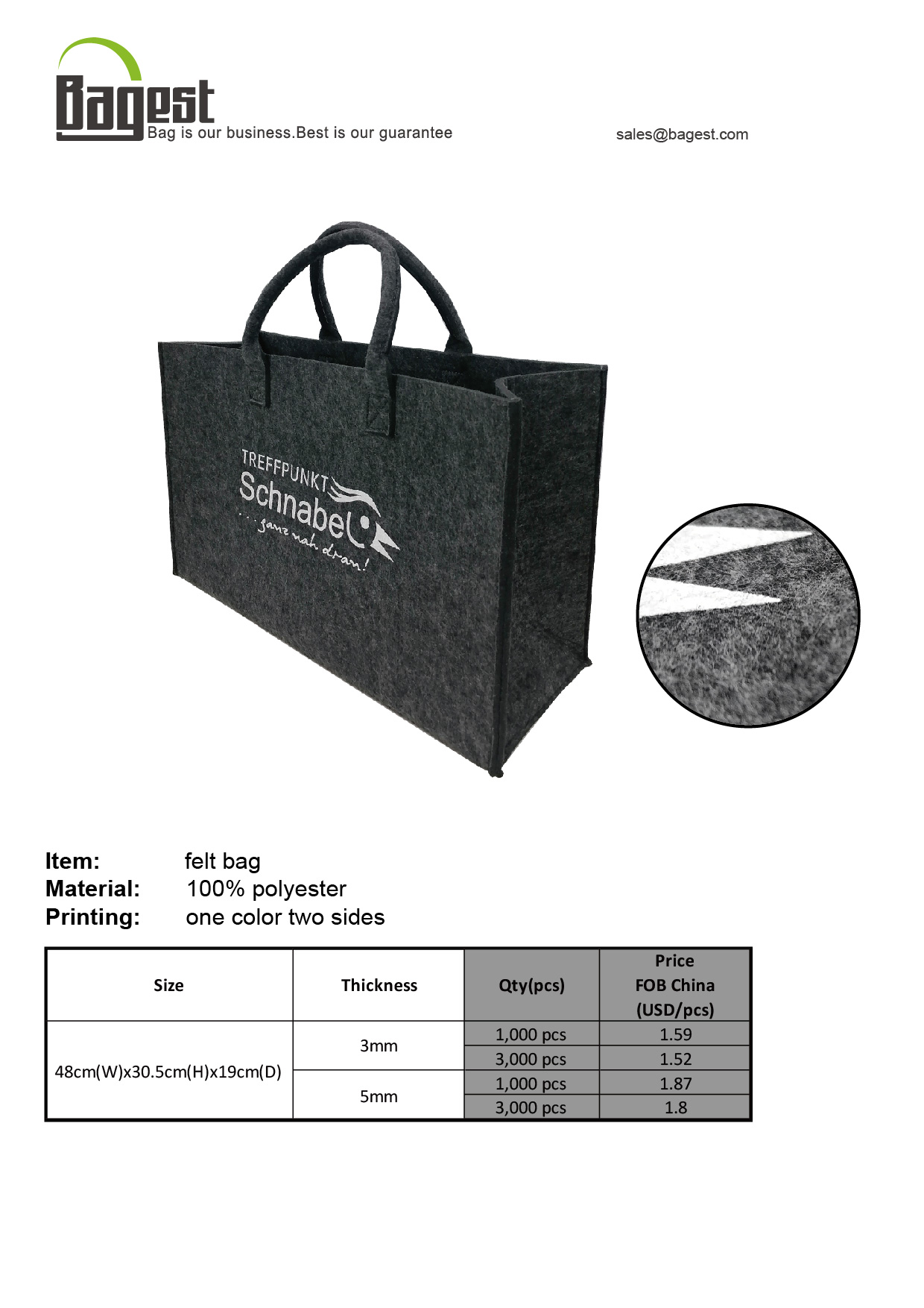 storage felt bag price